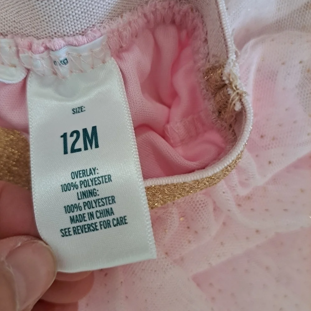Kidgets Pink Tutu Skirt Baby Girl Size 12 Months Pink and Gold Frilly Barbie - Picture 3 of 7